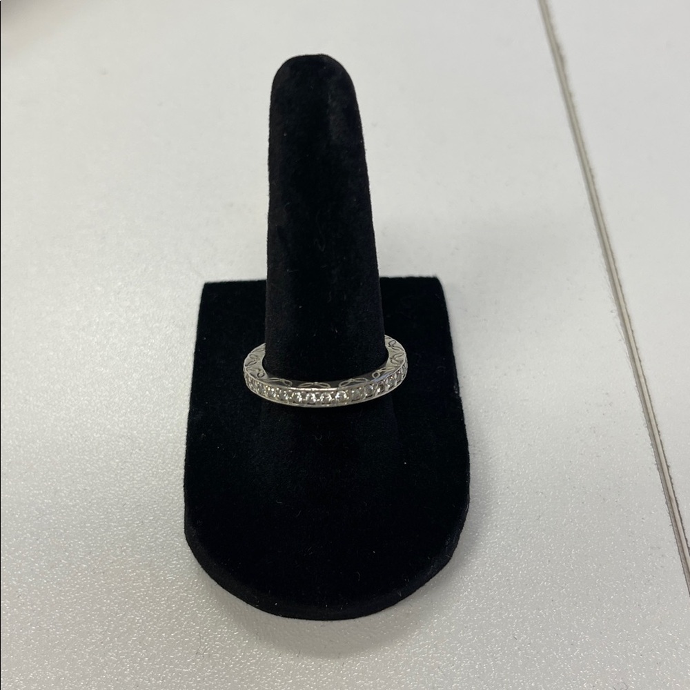 Pandora Sterling Silver S925 ALE Cubic Zirconia Eternity Band Sz 54/7Great Shape